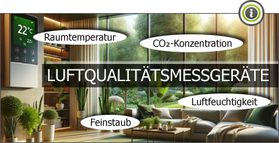 Luftqualittsmessgerte CO₂-Konzentration, Feinstaub, Raumtemperatur und Luftfeuchtigkeit messen